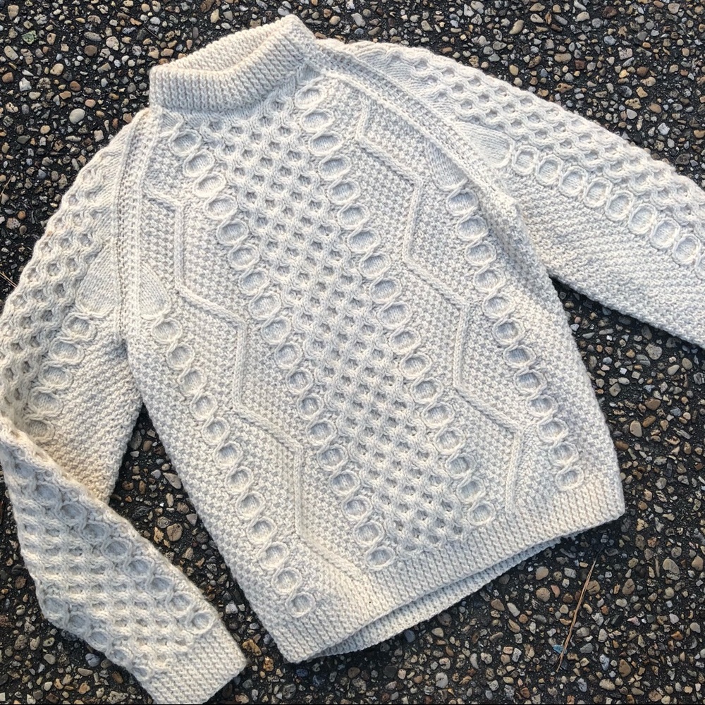 Ultimate Perfect vintage Irish fisherman hand knit sweater 38” bust S M